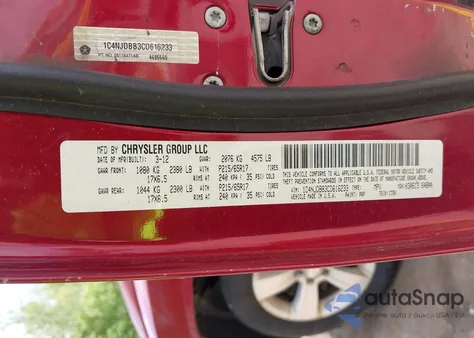 2012 Jeep Compass Sport z USA, uszkodzony, nr VIN 1C4NJDBB3CD616233